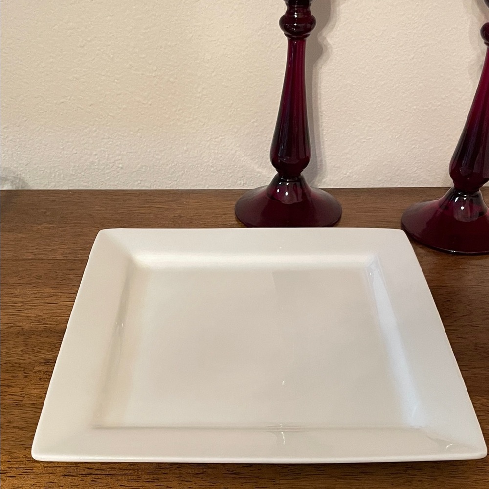 Classic White Square Ceramic Dinner Plate by Canopy